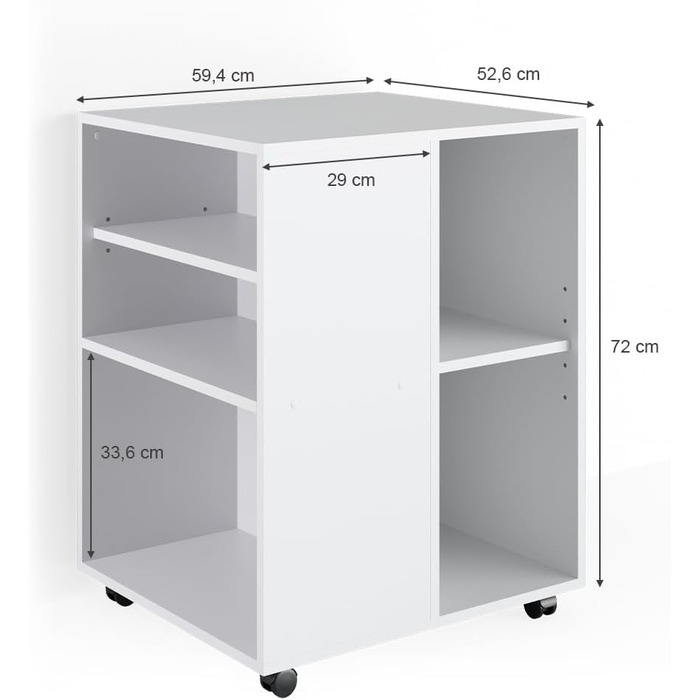 Тумба для офісу Vicco Rollcontainer, біла, 59x53 см