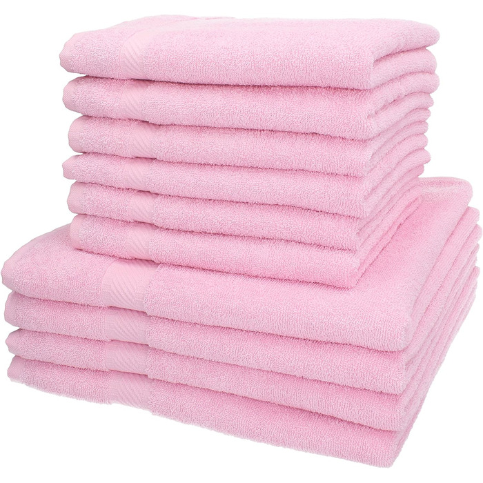 Комплект рушників Betz PALERMO 10 шт. 100% бавовна, рожеві – 4 банних, 6 для рук