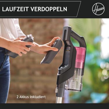 Бездротовий пилосос Hoover HF9 HOME з двома акумуляторами, потужний акумуляторний пилосос без мішка, до 60 хвилин роботи, антизаплутуюча щітка з LED-підсвіткою, для всіх типів підлог, до 240 м²