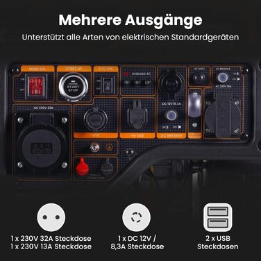 Інверторний бензиновий генератор maXpeedingrods PRO6000 3500Вт, 4-тактний, 223сс, портативний (помаранчевий)