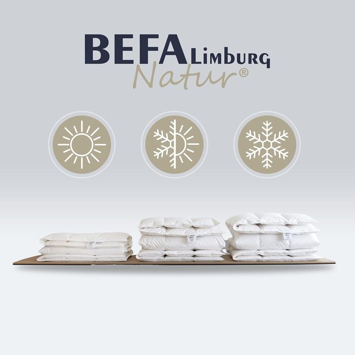 BEFA NATUR Daunendecke 'Ганцйар' 135x200 см: 90% пух, 10% перо, 624г, для алергіків, сертифікат DOWNPASS, Oeko-Tex® Клас 1, Made in Germany