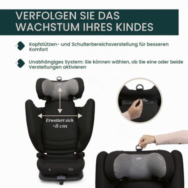 Дитяче автокрісло Chicco Fold&Go S i-Size (100-150 см), група 2/3, з ISOFIX, розкладне, регульоване за висотою та шириною, чорне