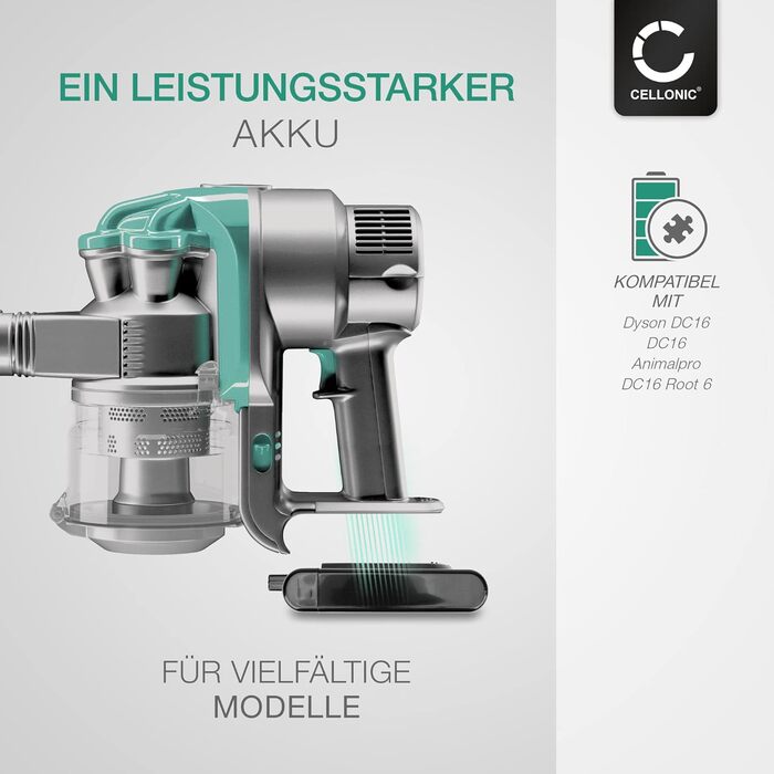 Акумулятор CELLONIC для пилососа Dyson DC16, 1500 мА·год, сумісний з моделями Animalpro, Cordless, Root 6, Issey Miyake, Handheld