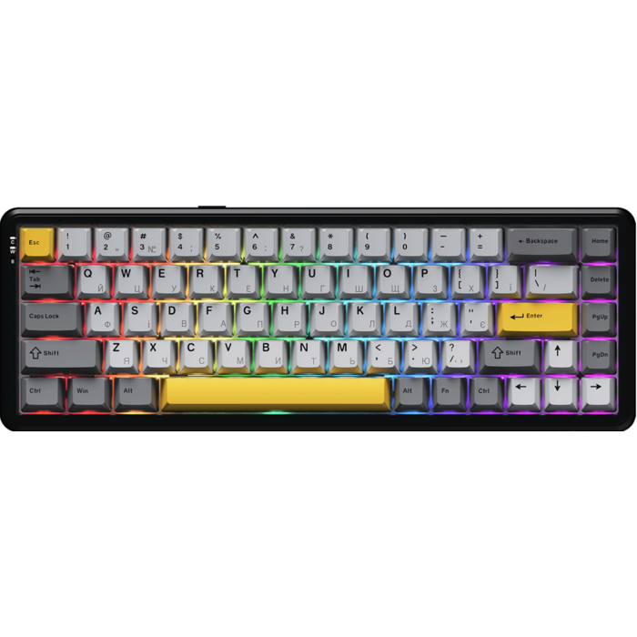 Дротова магнітна клавіатура Ajazz AK680 MAX Magnetic switches Black Gray Yellow (AK680-M-BGY-AW)