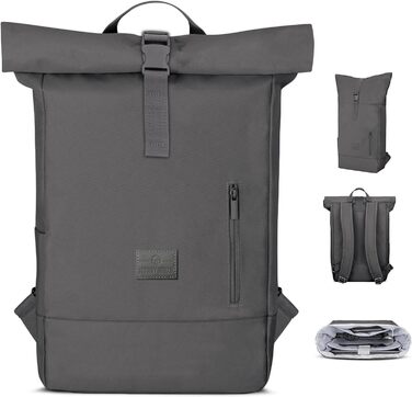 Рюкзак Johnny Urban Robin Medium сірої кольору, для жінок і чоловіків, роллтоп, з відділенням для ноутбука 15 л, водовідштовхувальний, для міста, бізнесу, університету, велосипеду, екологічний