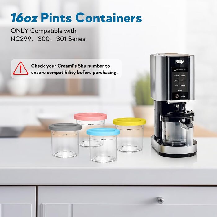 Контейнери для Ninja Creami NC300EU Vione - 4 шт. для морозива, сумісні з NC299EU, NC300EU, NC301EU