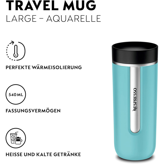 Термокружка Nespresso Travel Mug Small Sage Green 540 мл - Зелений салатний колір, з нержавіючої сталі, для кави, чаю, матча, з кришкою, витримує холод та тепло