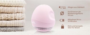 Електричний машинка для видалення катишків ETA Mia, 50 хв роботи, USB кабель, щітка для чищення, леза з нержавіючої сталі, рожева