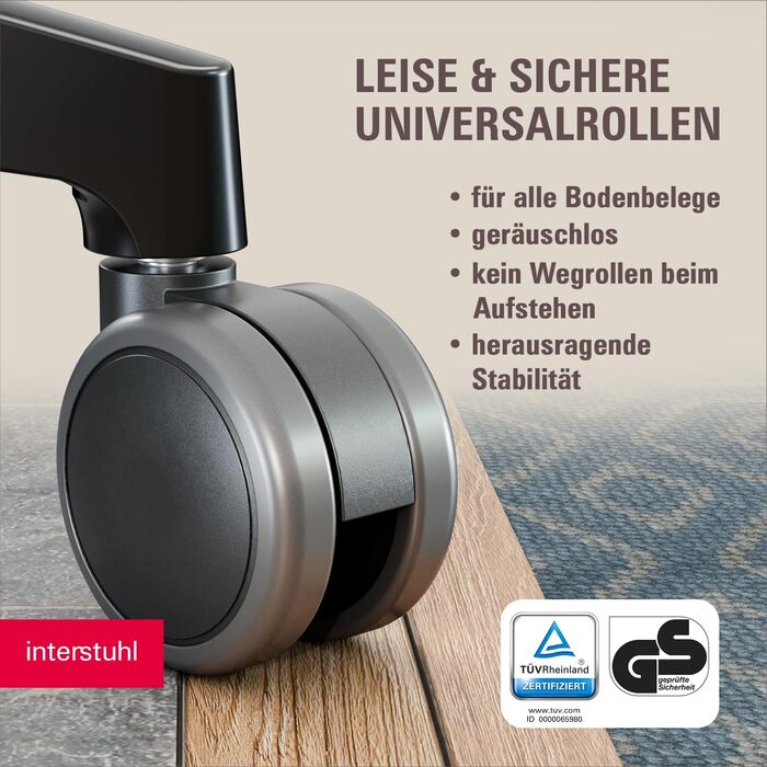 Ергономічне офісне крісло Interstuhl STYLE Air + з синхромеханізмом, 4D-підлокітниками та підтримкою попереку, чорне, Made in Germany