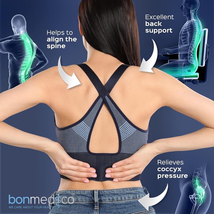 Чохол на подушку для сидіння Bonmedico XL, велюровий, антиковзний, чорний