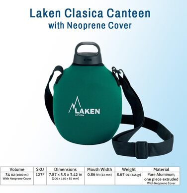 Спортивна пляшка для води Laken 1000 мл, червона (Red 127)