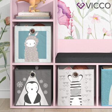 Дитяча полиця Vicco Luigi рожева 107.2x88.6 см з 2 складними коробами (сірі)