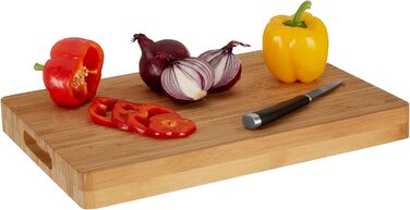 Дошка для нарізання Premier Housewares з бамбука з ручками, натуральна, прямокутна, 28x40x4 см