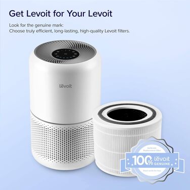 Повітряний очищувач LEVOIT з HEPA-фільтром для алергіків, 40 м², 2 фільтри в комплекті, нічний режим, таймер (білий)