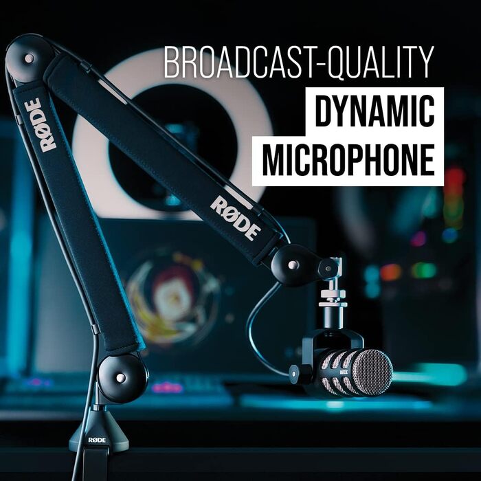 Динамічний мікрофон RØDE PodMic для подкастингу, стрімінгу та ігор, мовна якість, з XLR, чорний колір, із вбудованим кріпленням