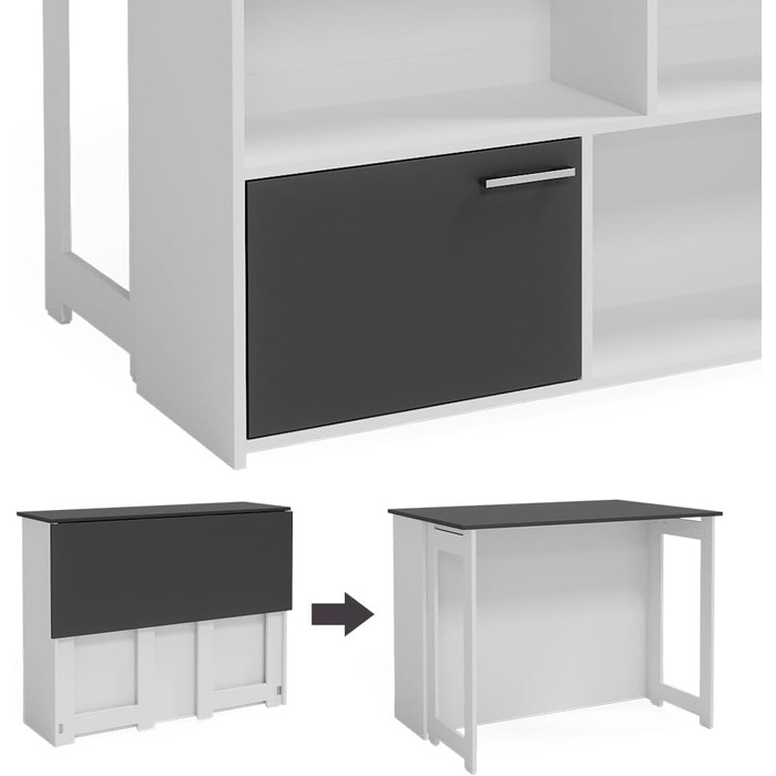 Барний набір Vicco Dominic Goldkraft Дуб/Антрацит, 116x37 см з 2 барними стільцями, складний стіл для кухні та невеликих приміщень