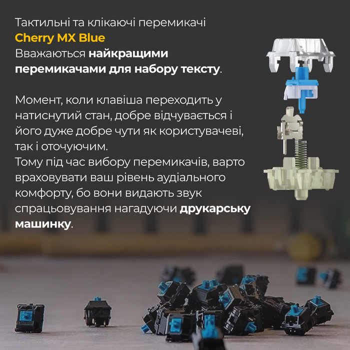 Механічна клавіатура Ducky One 3 Cherry MX Blue RGB Black UA