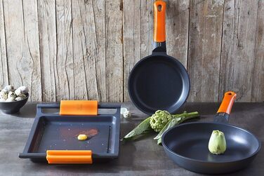 Набір сковорідок BRA Efficient Orange 18/22/26 см, литий алюміній, антипригарне покриття, без PFOA, для всіх плит, посудомийна машина