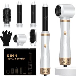 Hairstyler 5 в 1 Coandă-ефект: Фен-щітка, автоматичний локон, об'єм, сушка - перламутрово-білий (350г)