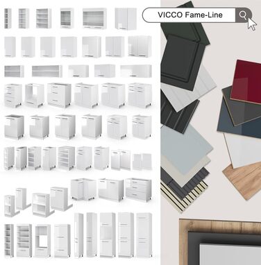 Кухонна нижня шафа Vicco Fame-Line Зелений-Золото, стиль кантрі, 50 см (без стільниці), модульна система