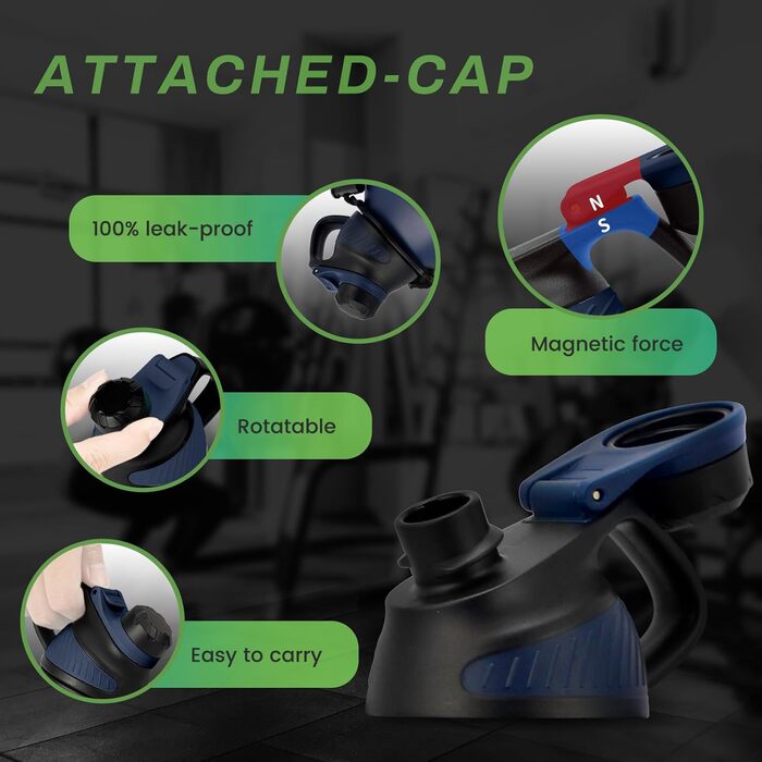 Fjbottle термобутилка з нержавіючої сталі 1.9 л з магнітною кришкою, вакуумна, BPA Free, для води, спорт, кемпінг, тренажерний зал, велика місткість, герметична