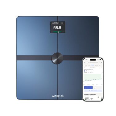WITHINGS Body Smart – Wi-Fi цифрова ваги для аналізу складу тіла, визначення жиру, м’язової маси, води та кісткової тканини, чорна