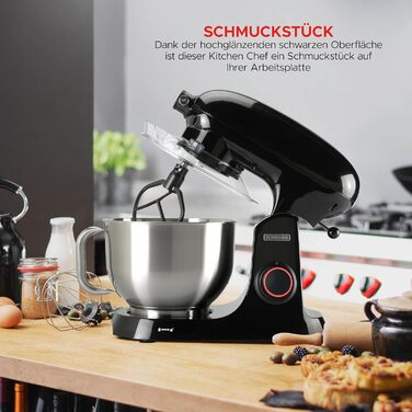 Кухонна машина BOURGINI Steel Kitchen Chef 5,5 л, 1800 Вт, ретро, чорна