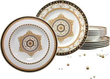 Сервіз столовий Creatable Majestosa, 12 предметів, порцеляна, чорний, багатобарвний, 31x30x24 см