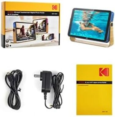 Цифровий фотоальбом Kodak 10 дюймів з акумулятором, Wi-Fi, 16 GB, IPS HD сенсорний екран, Bluetooth, для дому та офісу (Blue, 10 дюймів)