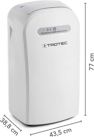 Мобільний кондиціонер TROTEC PAC 3500 3-в-1: охолодження, вентиляція, осушення, 3,5 кВт, 12 000 BTU/год, для приміщень до 45 м², 3 швидкості вентилятора