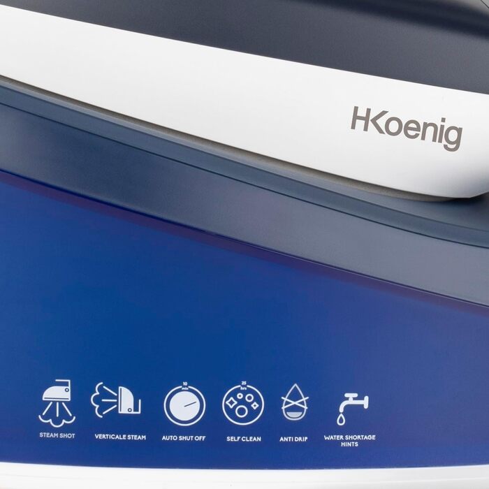 Парова праска-станція H.Koenig V7, 2200 Вт, 5,5 бар, 120 г/хв, керамічна підошва, 1,5 л, вертикальне відпарювання, антипригарне покриття