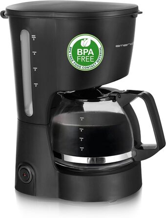 Кавоварка фільтраційна Emerio CME-116801, 0.6 л, скляний глечик, до 5 чашок, знімний постійний фільтр, антикрапельна система, авто-вимкнення 40 хв, 600 Вт, BPA-free, чорна