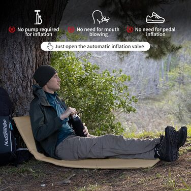 Самонадувний килимок Naturehike для кемпінгу, товщина 5 см, міцний туристичний матрас для похідів, наметів та гамаків, колір Khaki