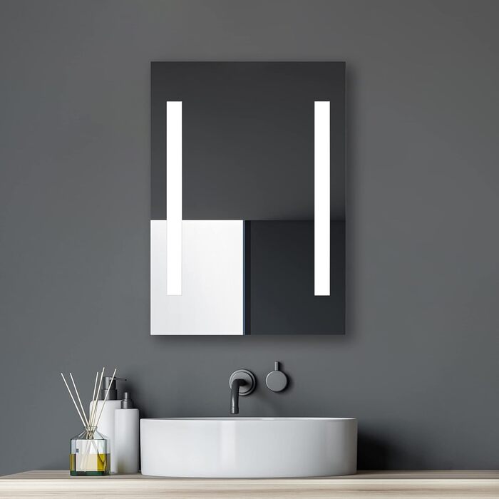 Дзеркало для ванної кімнати Talos Horizon LED 50x70 см з підсвічуванням, нейтрально-білим світлом та алюмінієвою рамою