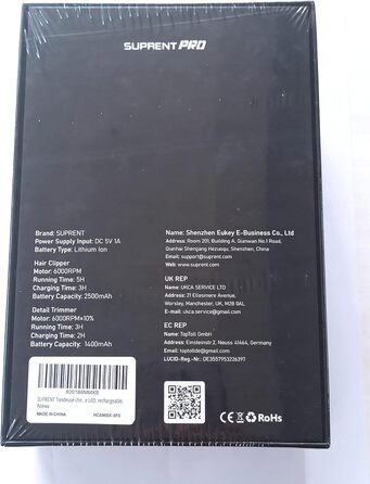Електрична машинка для стрижки волосся та бороди SUPRENT, професійний тример з LED-дисплеєм, акумуляторна, для чоловіків, жінок і дітей, срібляста
