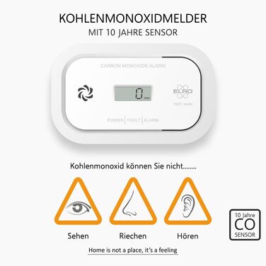 Датчик монооксиду вуглецю ELRO FC5003 (2 шт.) з 10-річним сенсором | LCD дисплей та 3 роки батареї | Надійний захист та CO-аварійний сигнал | Відповідає стандарту EN50291