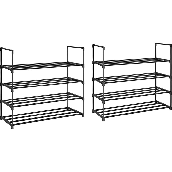 Металевий стелаж для взуття SONGMICS, 4 рівні, 2 шт, на 20 пар, чорний, 30x92x74 см, для коридору, вітальні та гардеробу