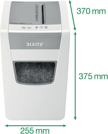 Шредер Leitz IQ Office S Slim: безпечне знищення документів, P4, 12 листів, тихий, 23L, білий