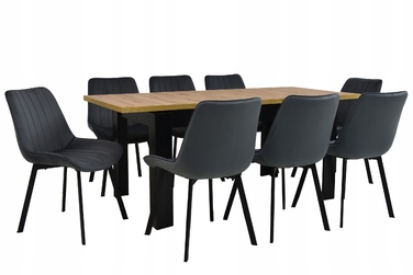 Комплект: розкладний стіл ARTISAN (80x140/180) та 8 стільців LOFT IK-17, сірі