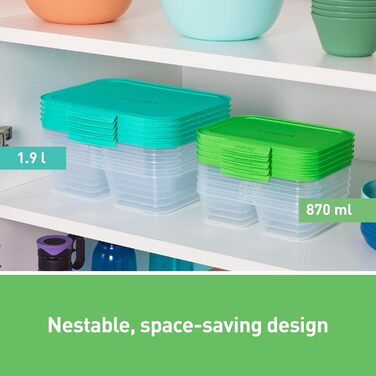 Набір контейнерів для їжі Nest IT Meal Prep | 5 шт, 1.9 л, 3 відділення, зелені