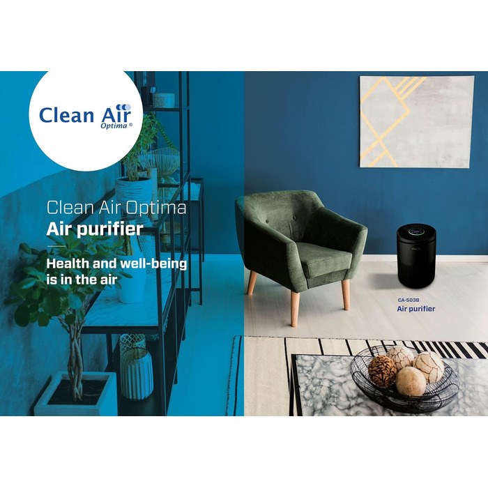 Очистувач повітря Clean Air Optima CA-503 Smart HEPA UV-LED іонізатор, компактний, безшумний вентилятор <10дБ, для кімнат до 30 м², очищення 140 м³/год