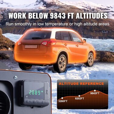 Автономний дизельний опалювач VEVOR 12V 5kW з LCD-дисплеєм, пультом дистанційного керування та Bluetooth, 0.16-0.52 л/год