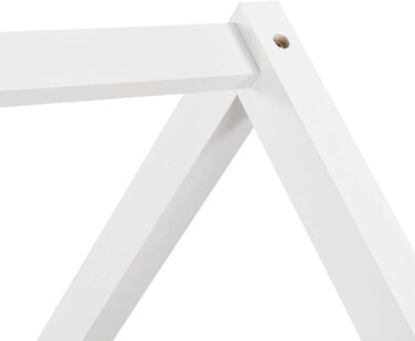 Дитяче ліжко Juskys Marli 80x160 см з бортиком, ламельною основою та дахом, будиночок з масиву дерева, біле