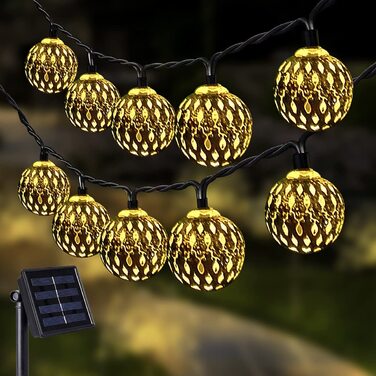Світлодіодна гірлянда NLNEY 7 м, 50 LED, кулі, сонячна батарея, водонепроникна, для вулиці та дому, тепле біле світло, для саду, балкона, весілля, Різдва