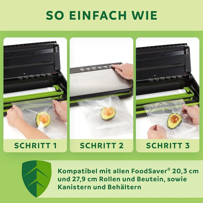 Вакууматор для продуктів Foodsaver FFS005X з вбудованим відсіком для рулонів, режимом для делікатних продуктів та набором пакетів