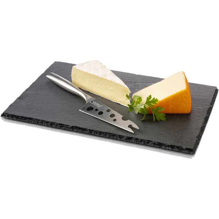 Набір для сиру BOSKA Cheesy L: сланцева дошка та ніж, 2 предмети, 33×23×2,5 см