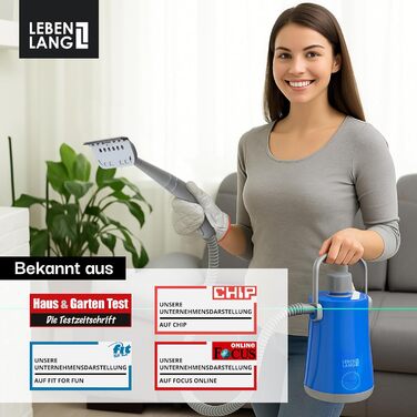 Електричний пароочисник LEBENLANG - 3,5 Bar, 1000W, 12 аксесуарів | Для дому, ванної кімнати, авто та вікон