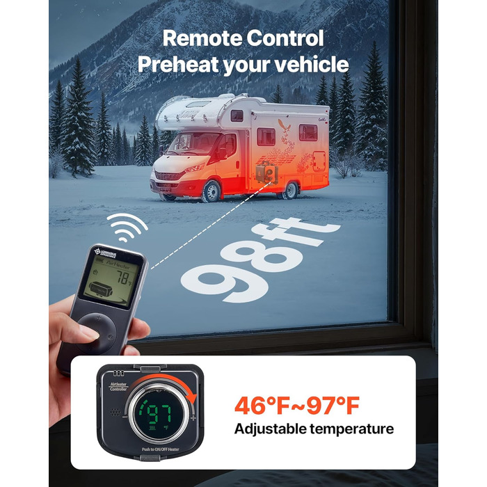 Автономний дизельний обігрівач повітря VEVOR 8 кВт 12В/24В (All-in-One) з LCD-дисплеєм, пультом керування та баком на 4.5 л для вантажівок та кемперів