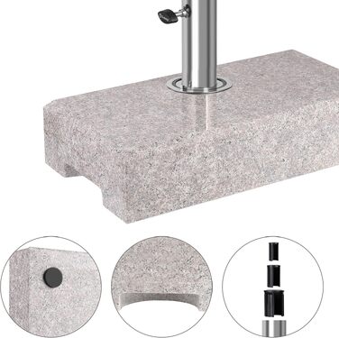 Підставка для парасольки Sekey Granit з нержавіючої сталі, сіра, 25 кг, для труби 22-38 мм, прямокутна