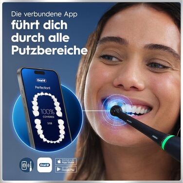 Електрична зубна щітка Oral-B iO Series 6 Black Lava, набір: щітка, 3 змінні насадки (Probierset) та чорний дорожній футляр
